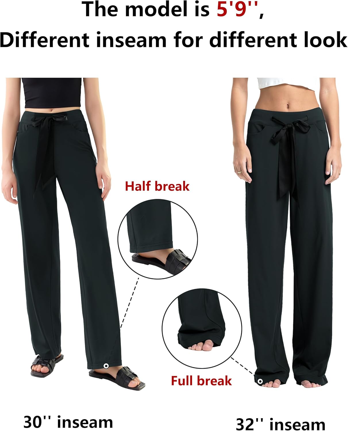 SEVEGO Women's 30/32 Wide Leg Yoga Pants Comfy Casual Pajama Bottoms Baggy Loose High Waisted Lounge Flowy Palazzo Pants - Image 8