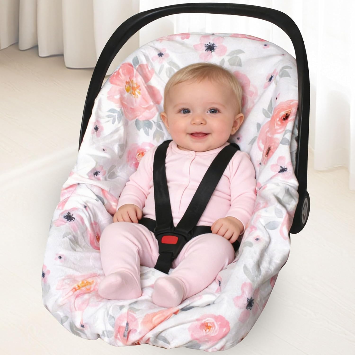 Infant Car Seat Cover Liner, Carseat Cover Liner and Protection for Baby Boys Girls, Soft Comfortable, Machine Washable, Pink