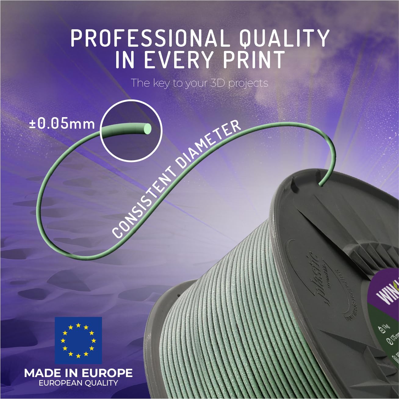 WINKLE Filament PLA HD Emerald Interference | Filament Do Drukarki 3D 1,75 mm 300 g | Zielony, Dokładność Wymiarowa | Cewka 300g