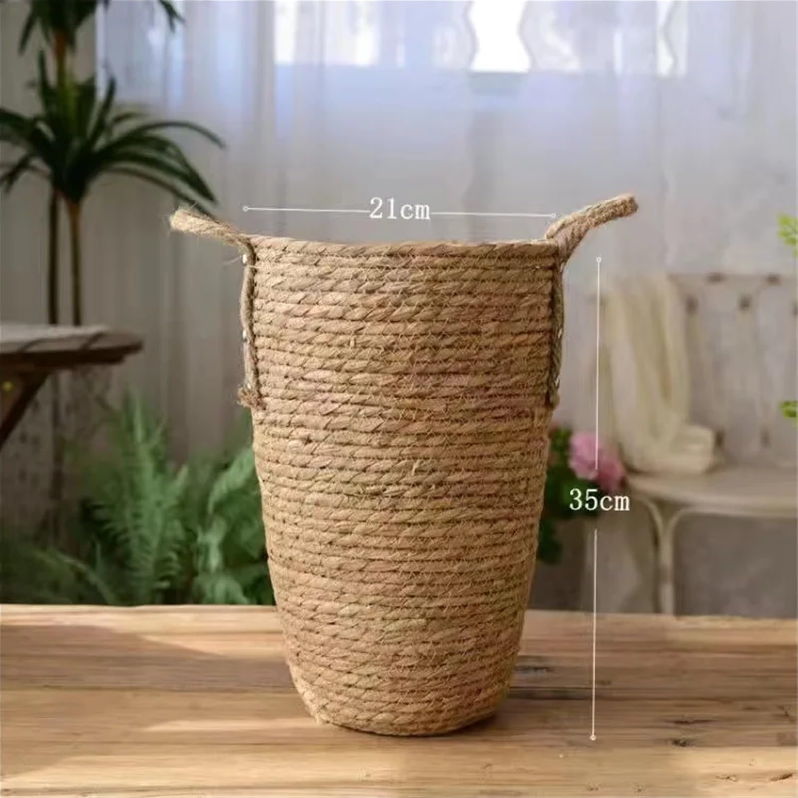 Cache Pot en Osier Grand Panier de jardinière en Osier, Pot Fleur, décoration Jardin Maison, Seau à Linge, paniers Rangement for vêtements Sales, Porte-Jouets(Size M 21x35cm)