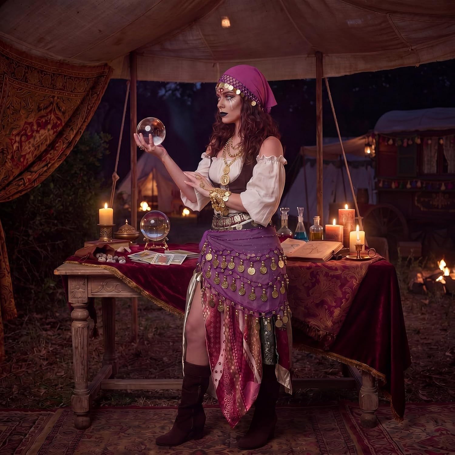 5 Pcs Fortune Teller Costume Accessories for Women, Tarot Reader Set