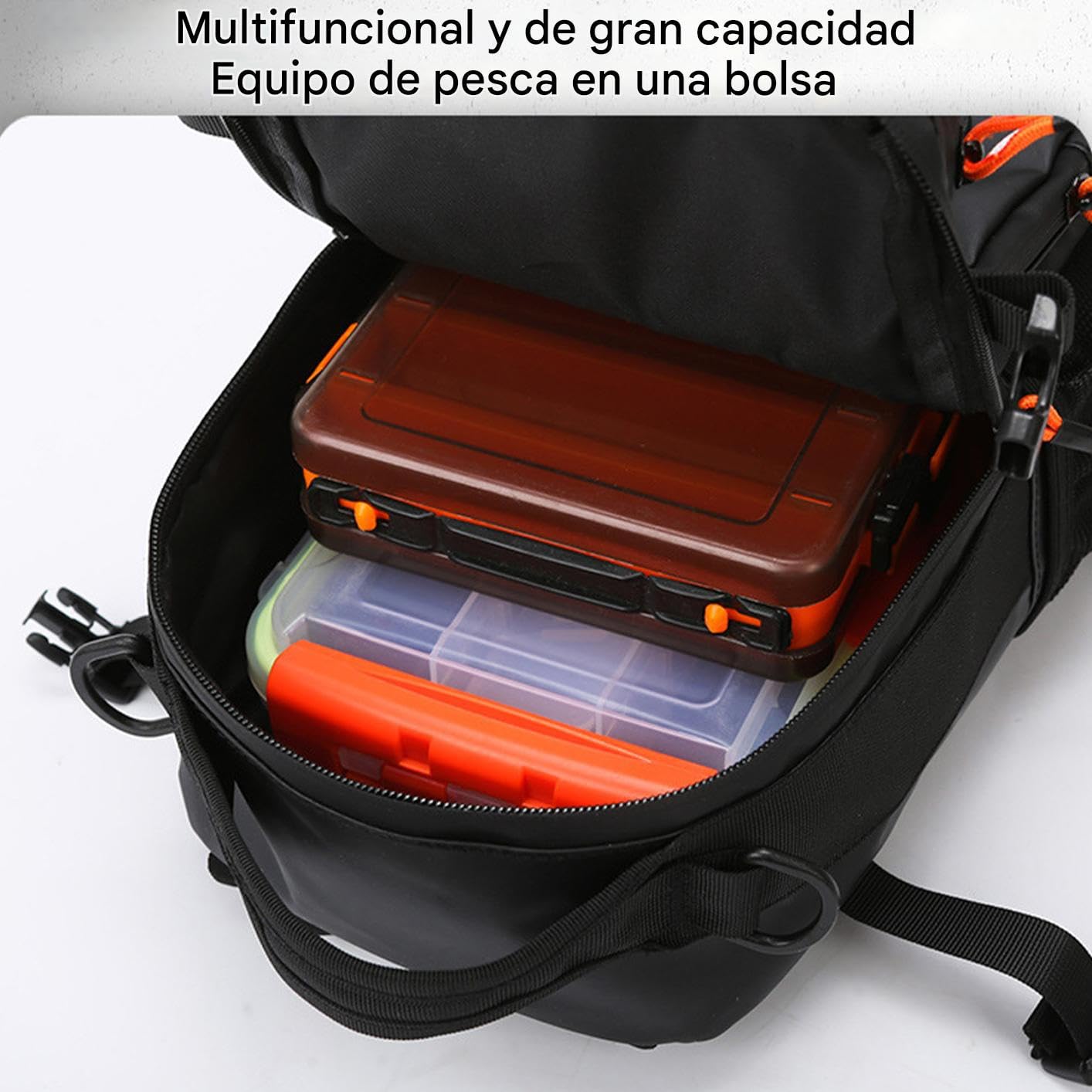 Genérico Mochila De Pesca Con Organizador,Organización Equipo Pesca - Mochila Impermeable Ligera Y Portátil Para Viajes Caza Camping Senderismo En Agua Salada Y Dulce