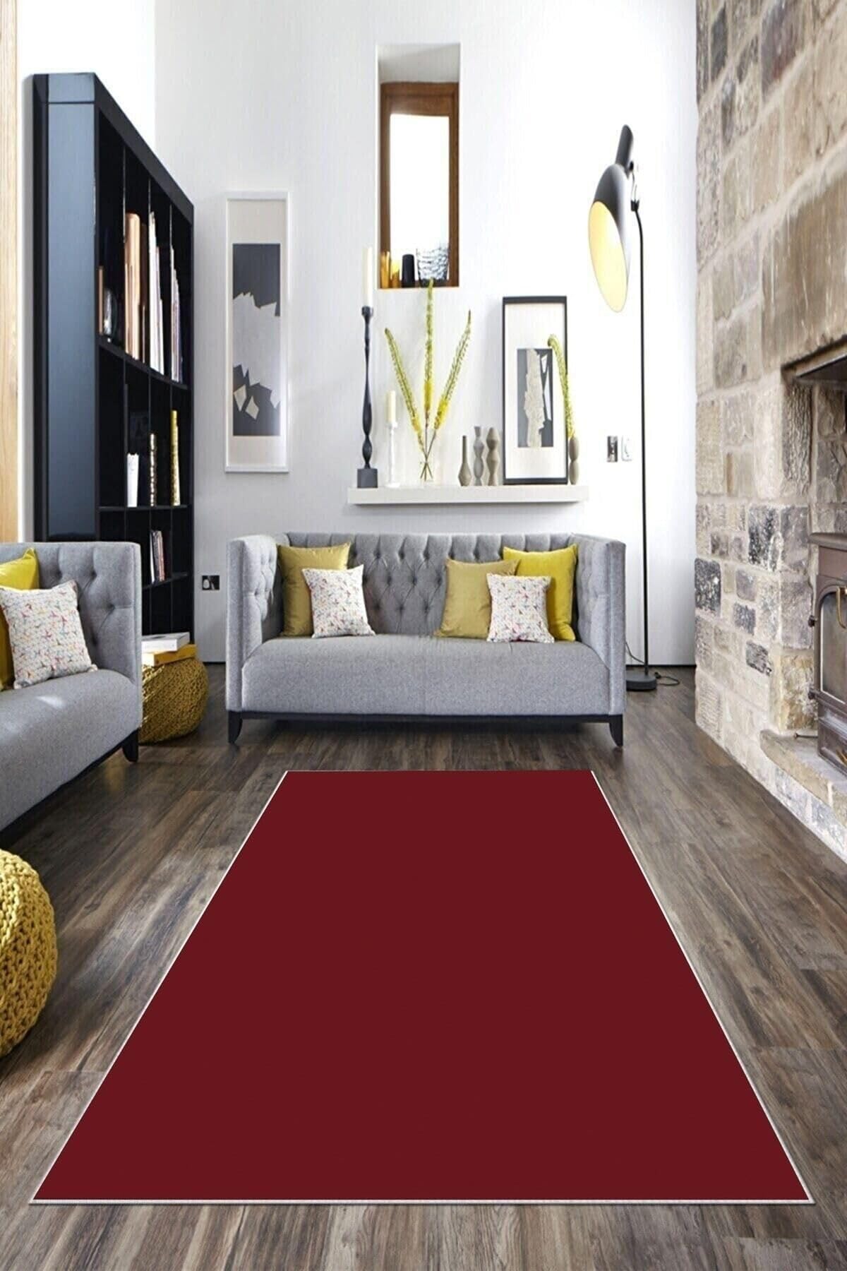 Pelangi Bordo Desenli Yıkanabilir Kaymaz Taban Leke Tutmaz Modern Salon Halısı ve Yolluk, Bordo 100 x 300, 135829010030005