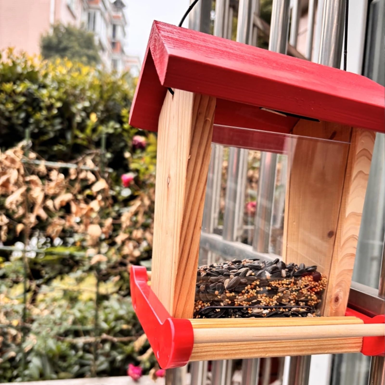Mangiatoia per Uccelli da Esterno Sospeso, Abbeveratoio per Uccelli, Realizzate in Legno Massello, Facili da Usare, per Giardino e Cortile
