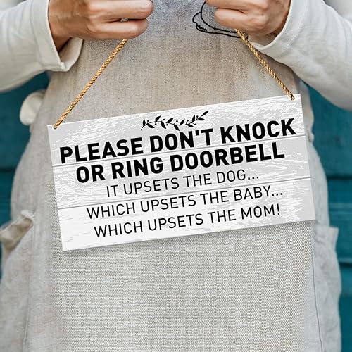 Miniatura 8 de Letrero de bebé para puerta delantera, no hay necesidad de conseguir a los perros involucrados, letrero de advertencia de perro para decoración del