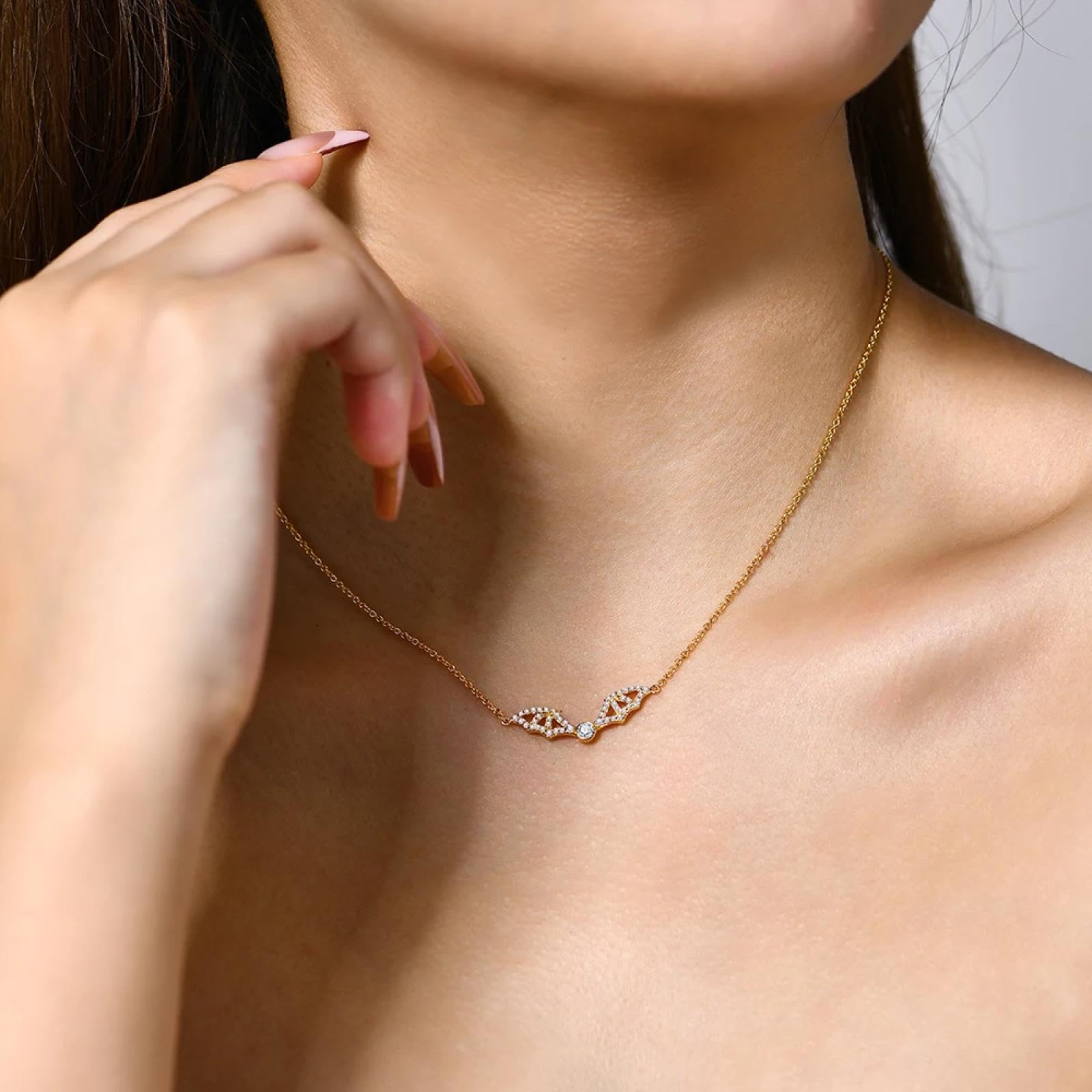 SiVaji Collar Colgante Cadena Hombre Mujer Joyas Necklacecollar Redondo Mujer Hombre Colgante Alas De Murciélago Oro Macizo