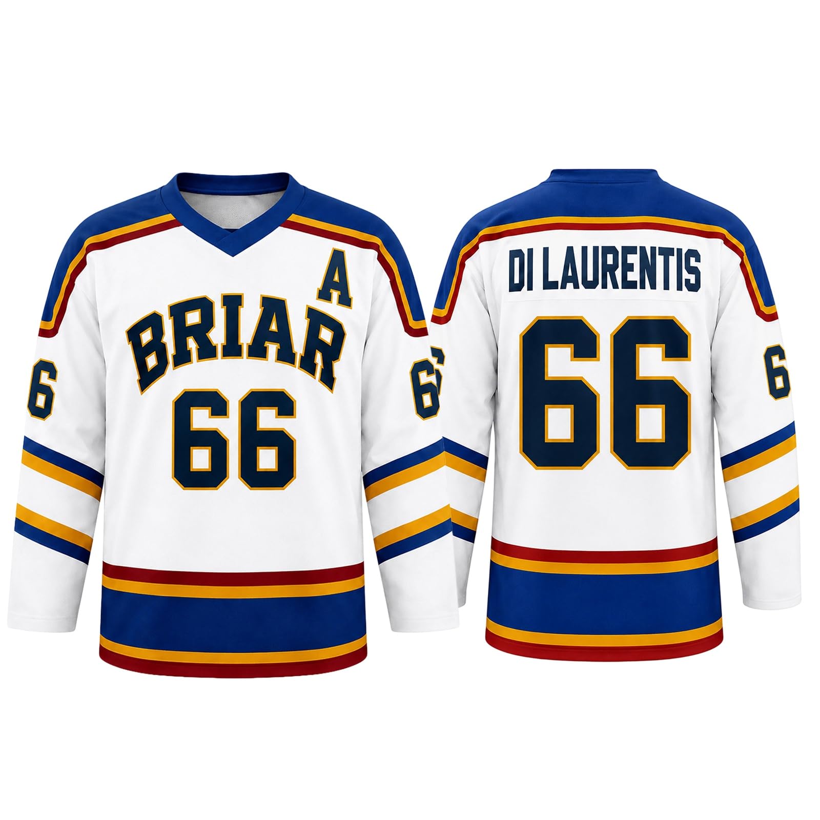 Off Campus Merch Off Campus Hockey Jersey Graham 44 & Logan 22 & Tucker 46 & Di Laurentis 66 Briar U Jersey Shirts Unisex Long Sleeve Briar Hockey Shirts for Fans 02-Blue XL