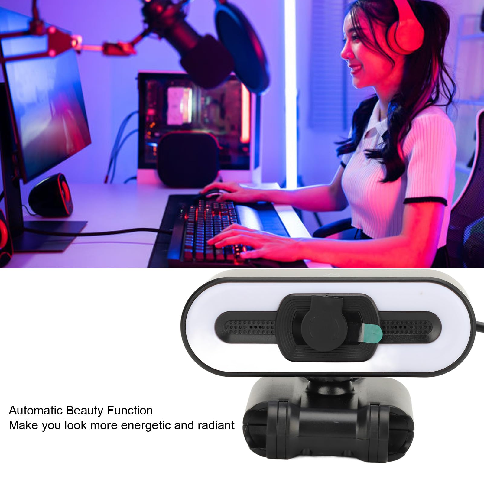 Kamera Internetowa 4K, Kamera Internetowa 4K USB Kamera Komputerowa z Wbudowanym Mikrofonem Super Jasne światło Wypełniające Auto Beauty do Wyświetlacza LCD Laptopa