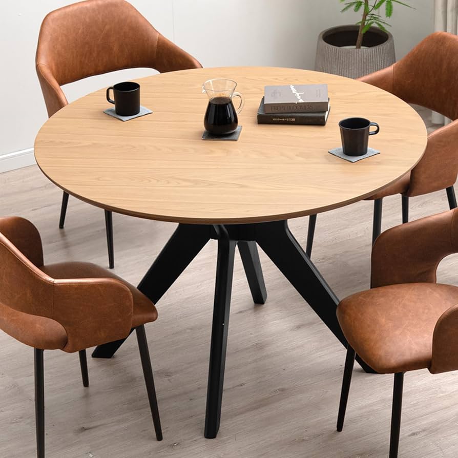 Amazon｜タンスのゲン ダイニングテーブル 円形 単品 幅110cm 4