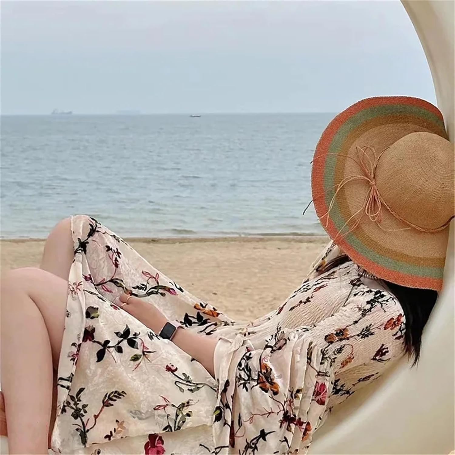 Womens Large Brim Woven Straw Hat Summer Bow Beach Sun Visor Foldable Packable UV Protection Vacation Travel Caps