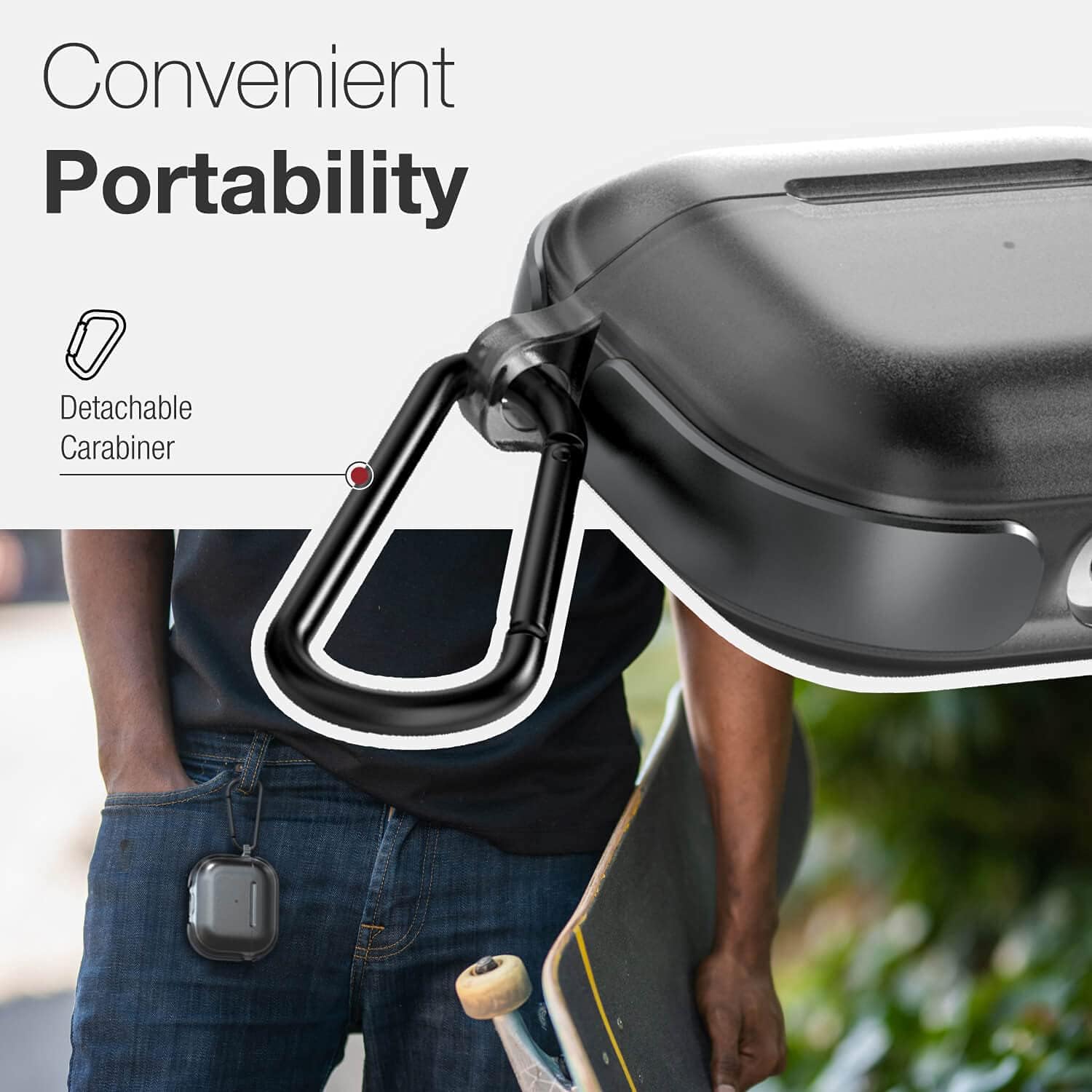 Raptic Air Case Compatible with AirPods 3, Scratch Resistant Hard Polycarbonate Shell, Stylish & Soft Rubber Texture with Removable Carabiner, Durable Wireless Charging Compatible Case, Black : Electronics