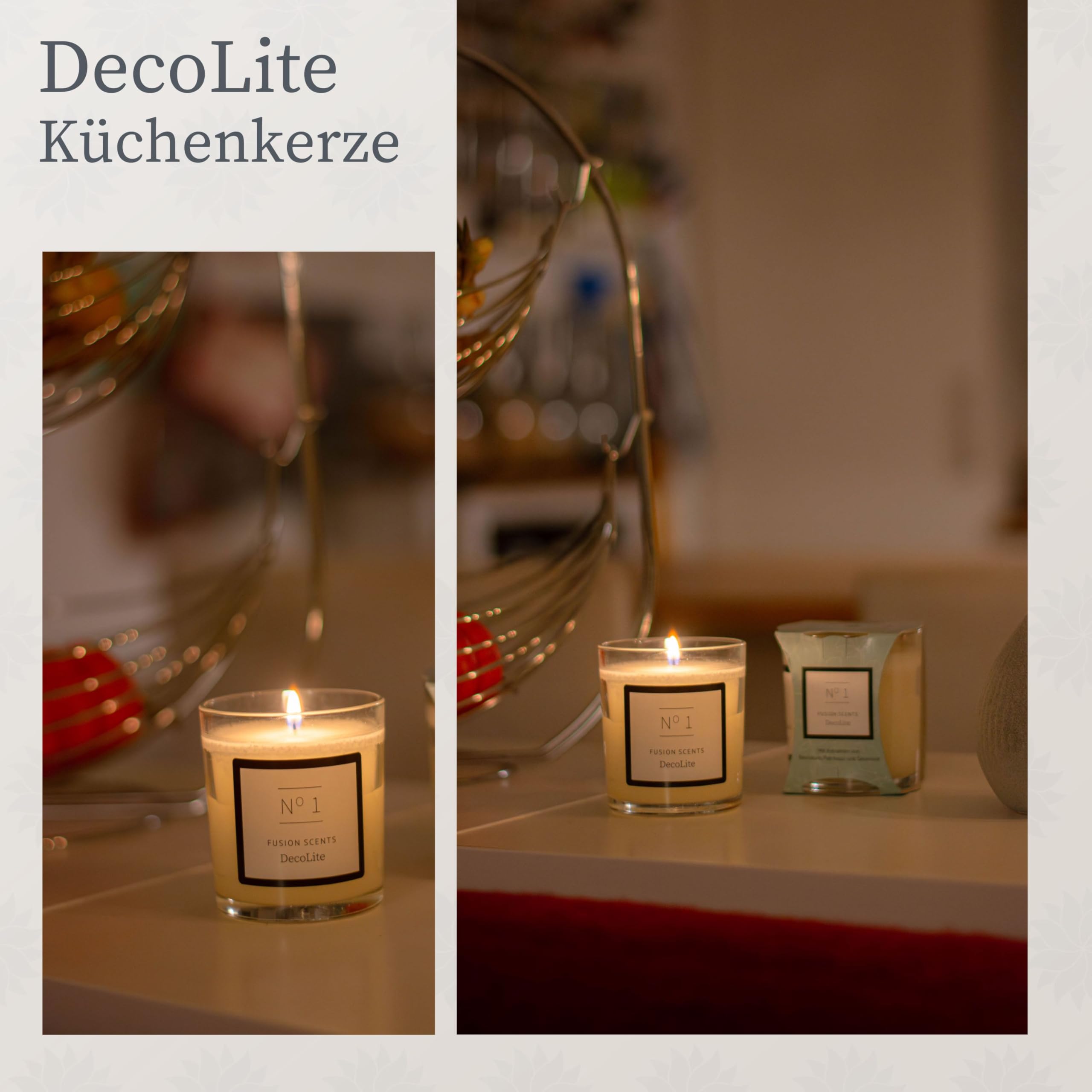 Küchenkerzen im Glas, 45 Std. Brenndauer, 6 Stück, Duftkerze