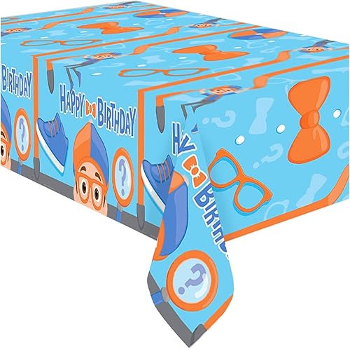 Treasures Gifted Blippi - Suministros para fiesta de cumpleaños, paquete de 3, mantel rectangular grande de Blippi, 54 x 108 pulgadas, decoración de