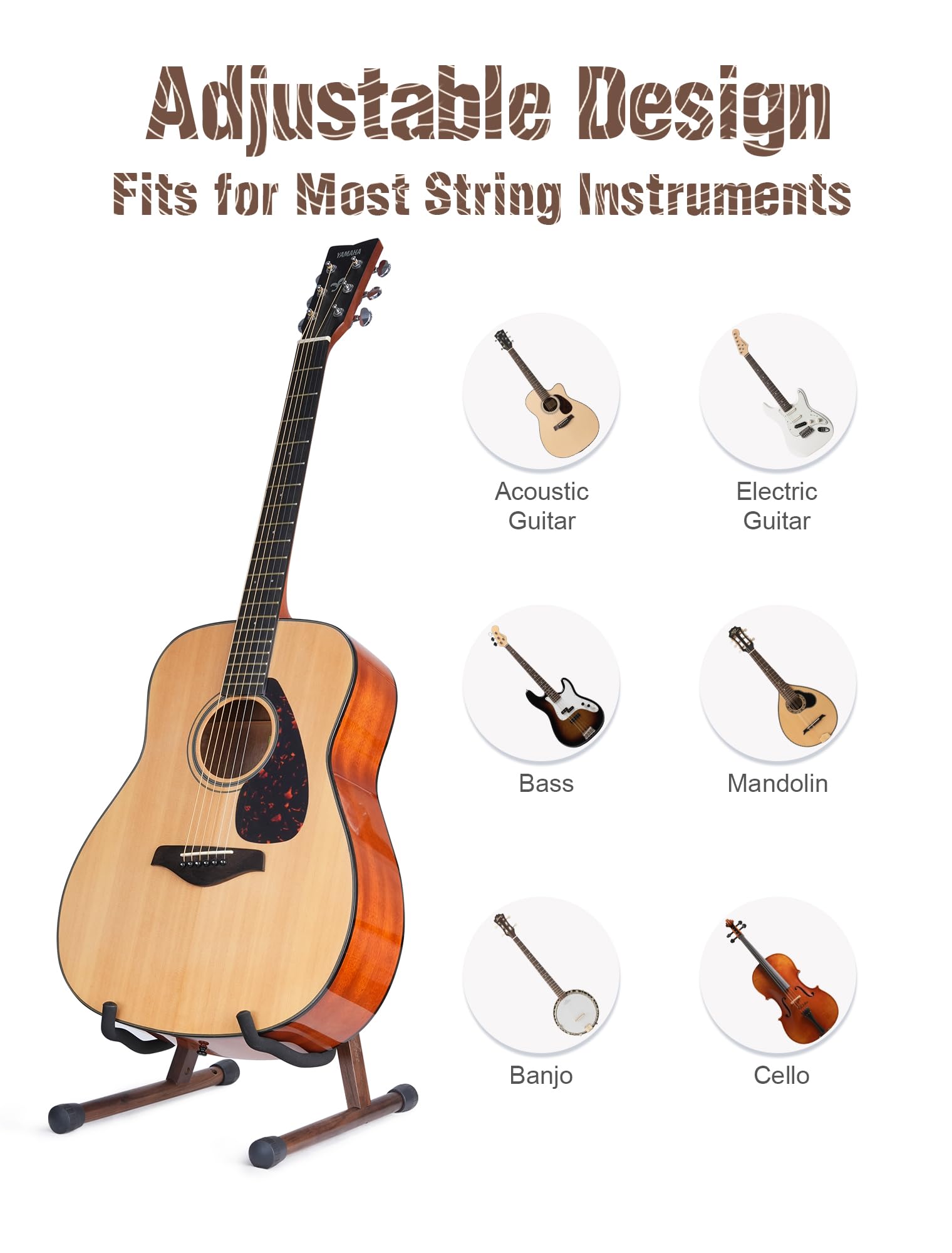 soporte guitarra, soporte guitarra suelo, soporte para guitarra, soporte para guitarra acústica con espuma acolchada, soporte de madera de nogal negro para guitarra acústica y eléctrica