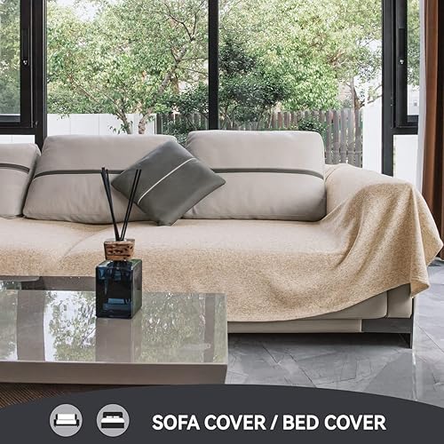 Miniatura 5 de KAWAHOME - Manta de punto para verano, ligera, transpirable, peluda, de jersey para sofá o cama