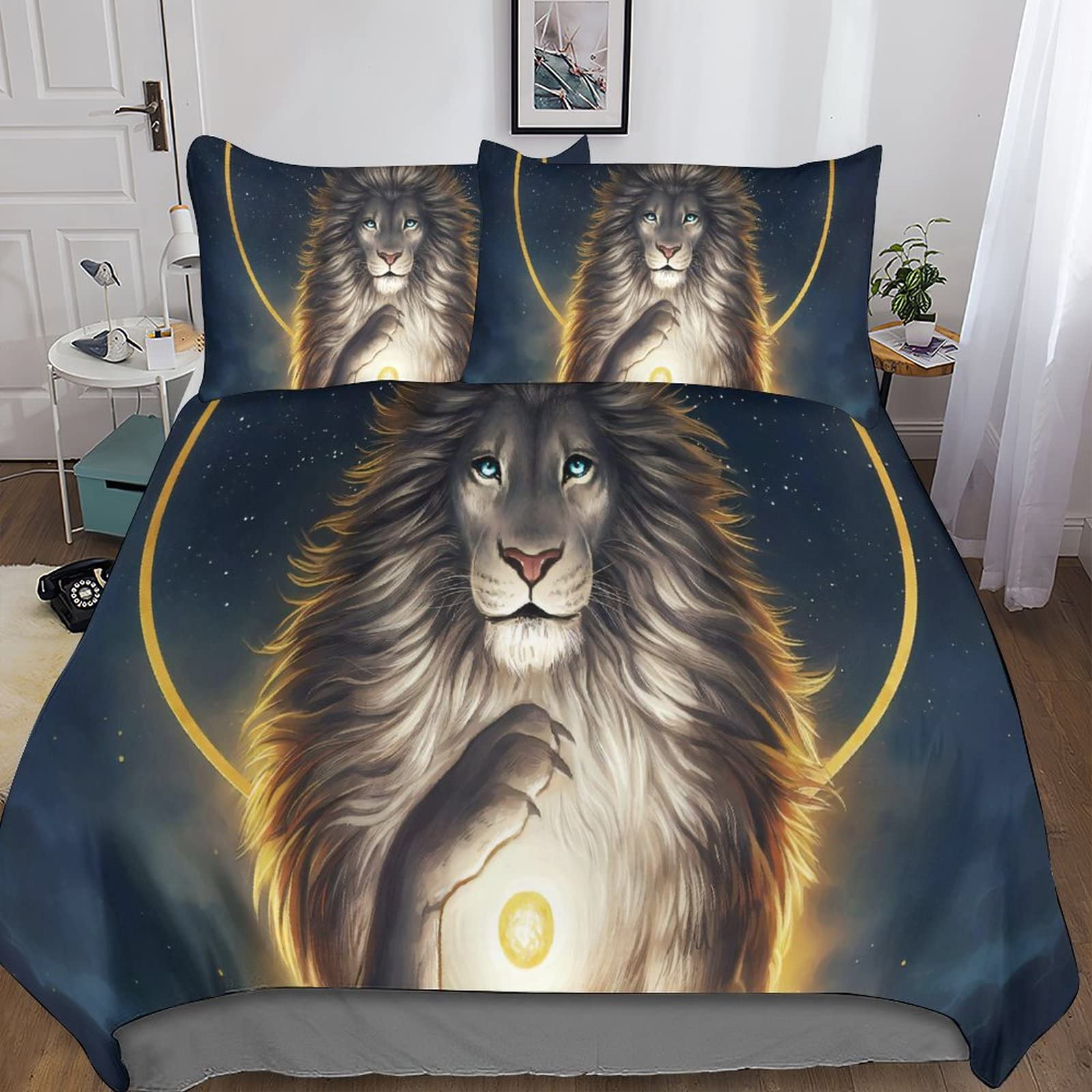 Housse de couette Le Roi Lion avec taies d'oreiller lit double 200x200 microfibre