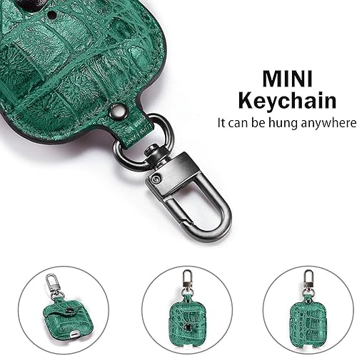 Miniatura 7 de MODOS LOGICOS Funda de carga de cuero para AirPods 12, cierre rápido seguro compatible con Apple AirPods de 12 generación (Cro - verde)