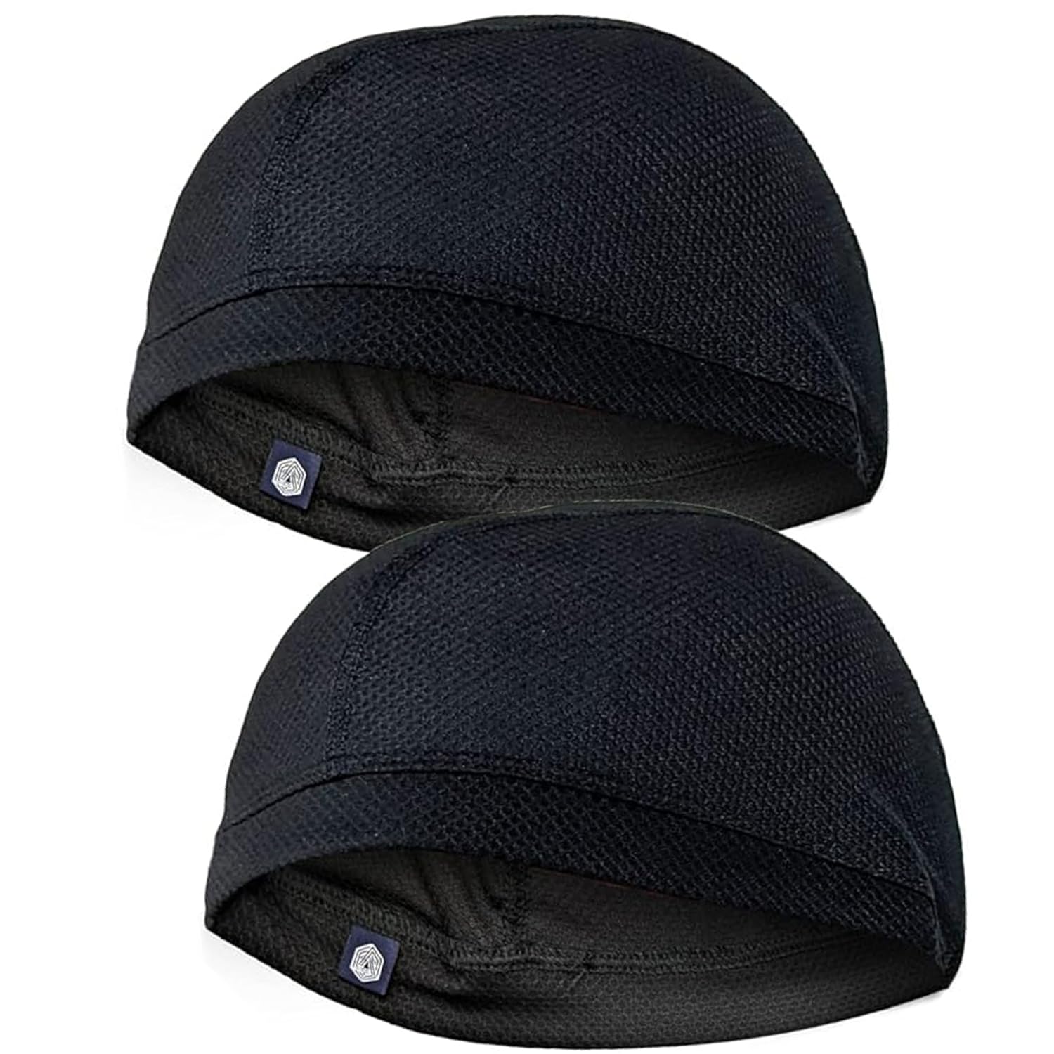 Boldfit Helmet Skull Caps for Men Bike Cotton Head Caps for Men Hair Inner Helmet Cover Cap for Bikers Sweat Cooling Skulls toppa for Cycling, Skull cover for Summer Helmets Cap for Man - Black 2 Pack