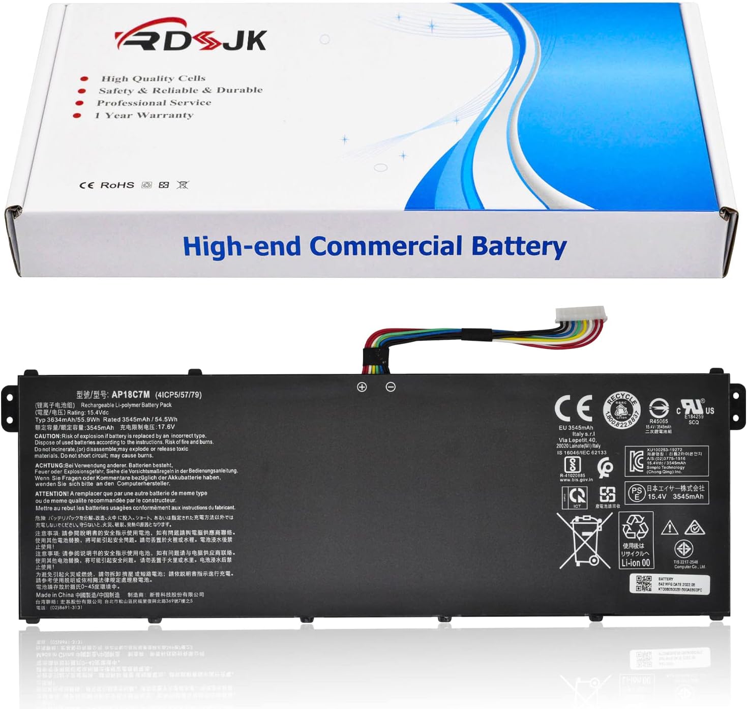 Batería para laptop AP18C7M 55.9Wh