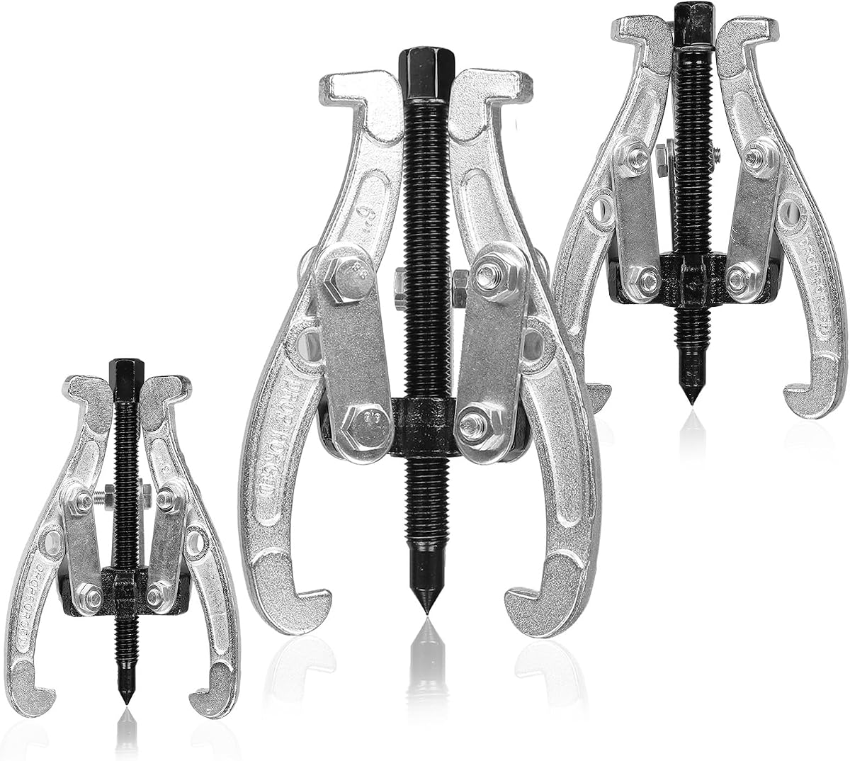 Juego de extractores de 3 piezas Extractor de engranajes reversible de 3" 4" 6" | Extractor de engranajes reversible de alta resistencia, para extracción de poleas, volantes, cojinetes de ruedas y cubos, para reparación de automóviles y mantenimiento de garajes