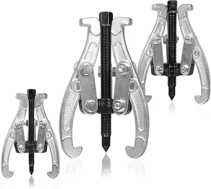 Juego de extractores de 3 piezas Extractor de engranajes reversible de 3" 4" 6" | Extractor de engranajes reversible de alta resistencia, para extracción de poleas, volantes, cojinetes de ruedas y cubos, para reparación de automóviles y mantenimiento de garajes