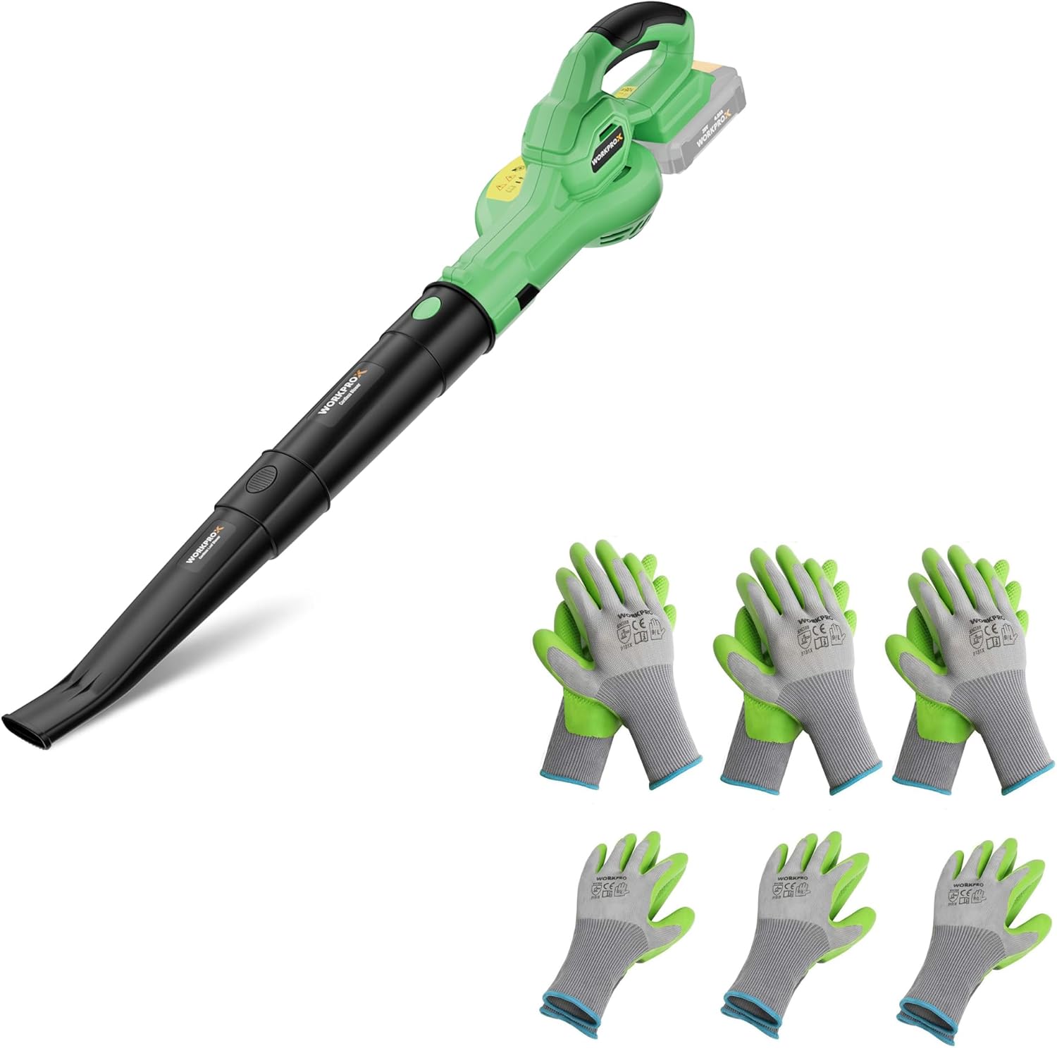 WORKPRO 6 Pairs Garden Gloves & WORKPROX 20V Leaf Blower Cordless