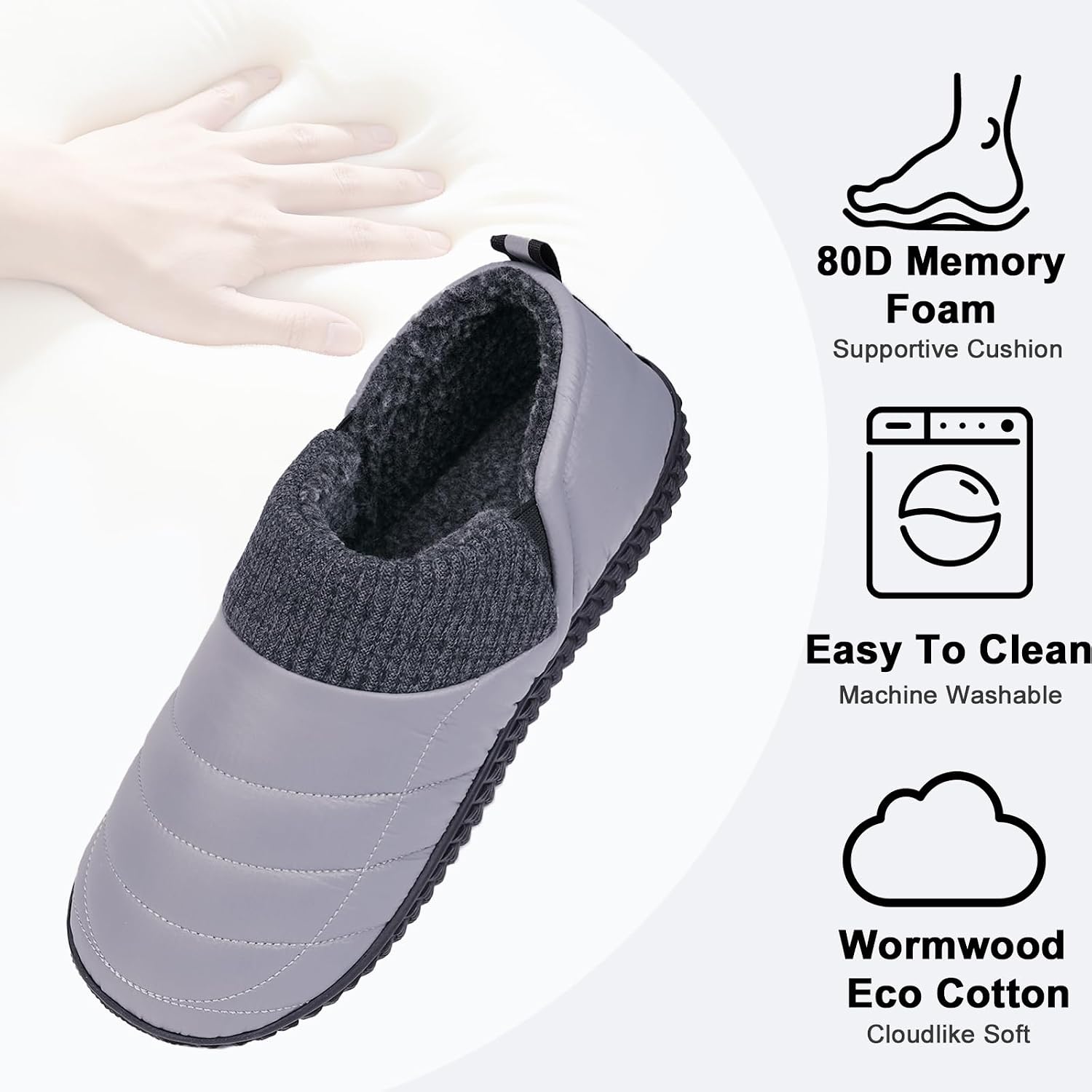 Git-up Men Memory Foam Slip on Slippers for Diabetic Arthritis Edema Swollen Feet Wide House Shoes Comfy Soft Non-Slip Plus Size Indoor Outdoor Slipper