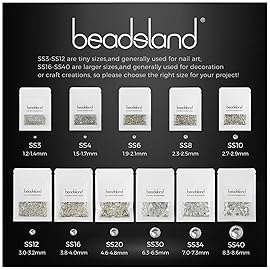 Beadsland Flat Back Crystal Rhinestones Round Gems for Nail Art and Craft Glue Fix, Transparent AB, 7.0-7.3mm, SS34/288pcs