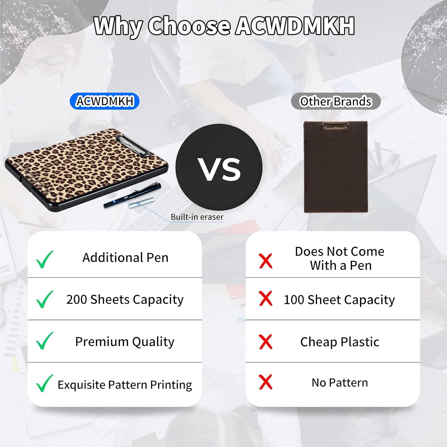 Clipboard with Storage,Plastic Storage Clipboard with Low Profile Clip,Nursing Clipboards with Storage with Pen Holder,for School,Office Supplies,Women, Man,with a Pencil,Leopard Print
