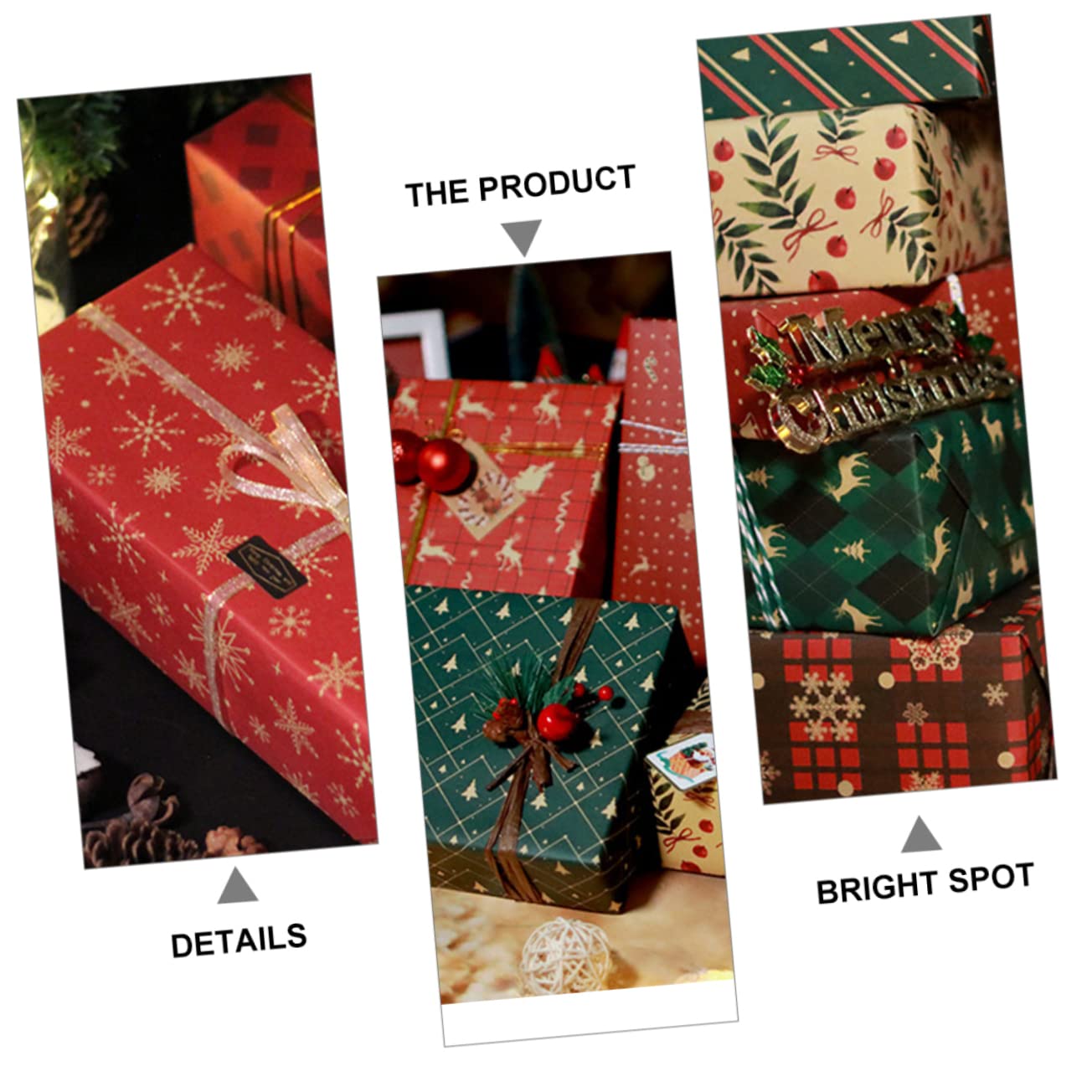 Healvian 4 Zestawy Sztuk Retro Papier Do Pakowania Prezentów Bożonarodzeniowych I Urodzinowych Z Motywem Świątecznym Kraft Papier Bezpieczny I Wytrzymały Idealny Do Diy I Dekoracji 8 Szt.*4