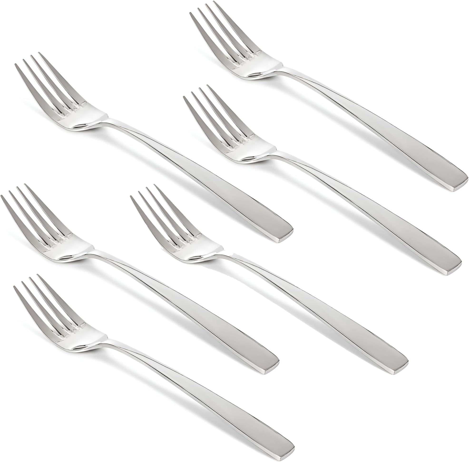 Parage 6 Pieces Stainless Steel Table Forks Set for Home & Kitchen, Fruit Fork, Dining Table, Shiny and Sturdy Handle Big Fork 18 cm, Silver