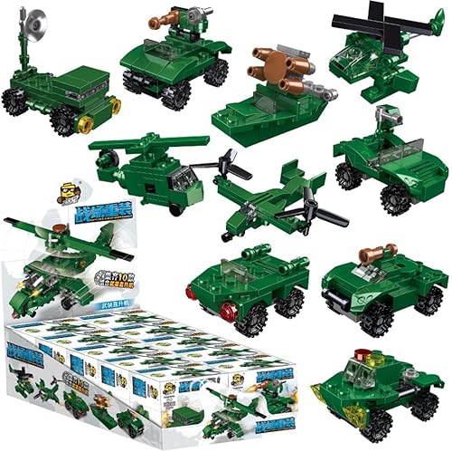 Miniatura 4 de ENHANA 30 cajas de bloques de construcción, vehículos militares, aviones del ejército, juegos de construcción para recuerdos de fiesta, premios para