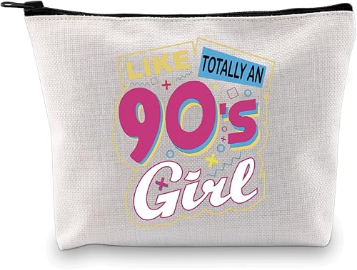 JXGZSO Regalo retro para amantes de los 90, bolsa de cosméticos femenina de los años 80 y 90, regalo de nostalgia para despedida de soltera, Como