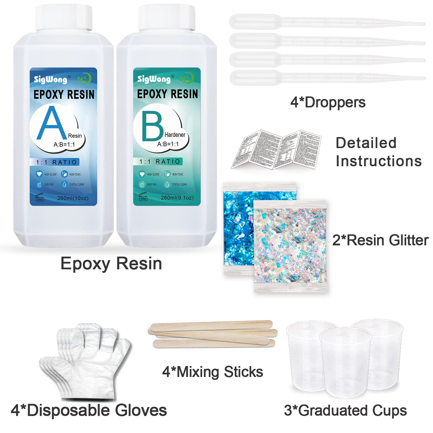 Epoxy Resin Clear Crystal Coating Kit 19.1oz 2 Part Casting Resin for Art, Craft, Jewelry