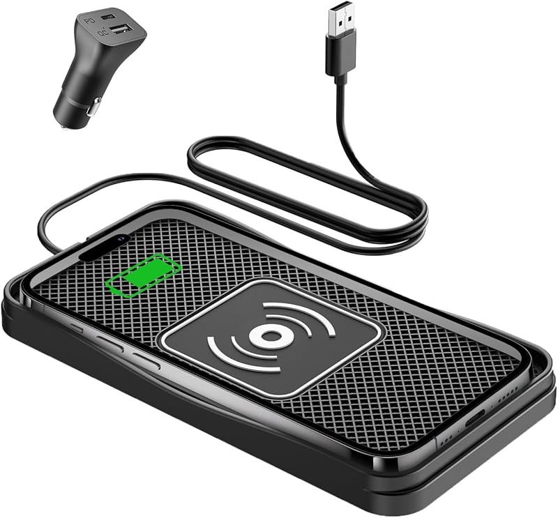 Base de carregamento sem fio automotivo Gumnay 15 W com superfície antiderrapante e adaptador USB PD de 20 W