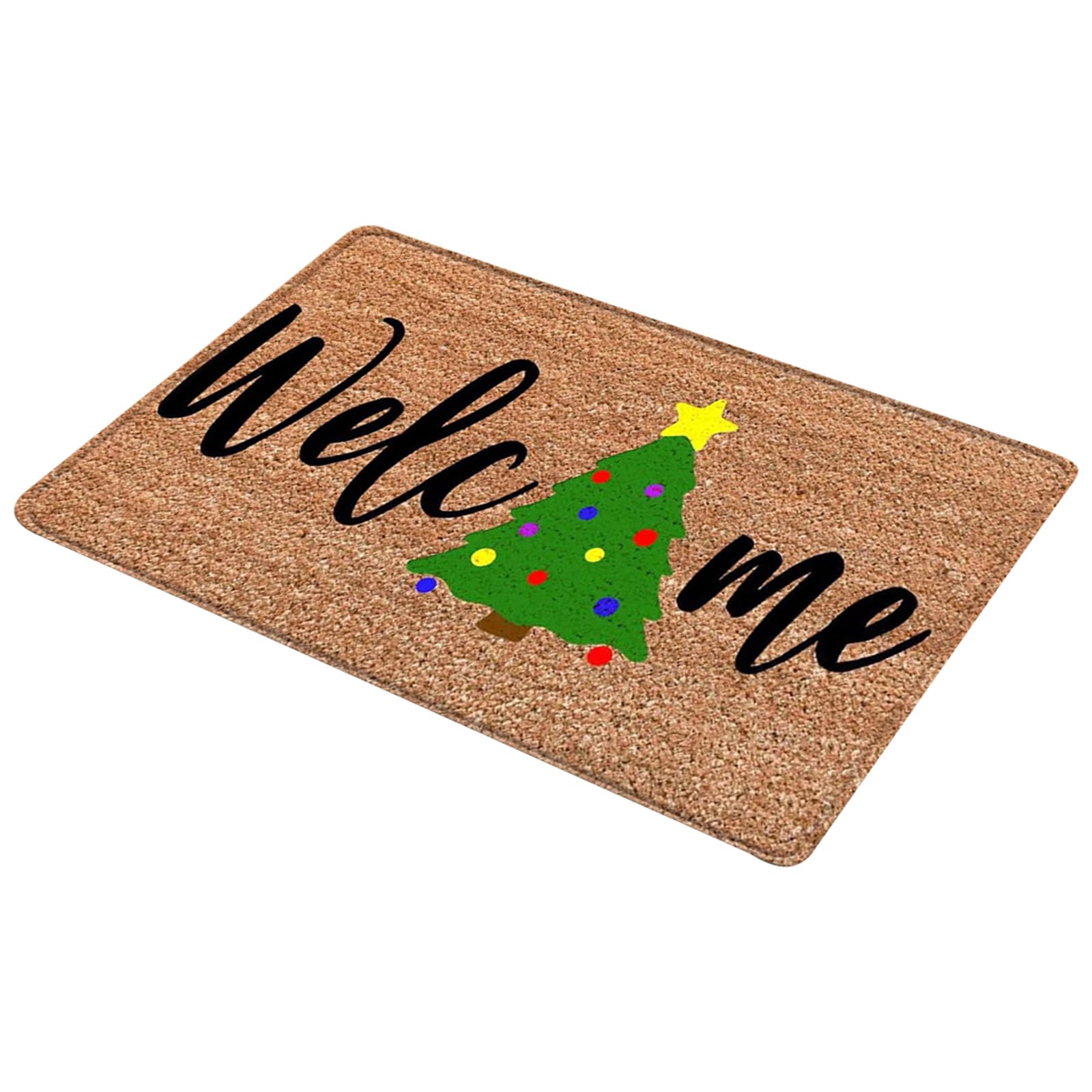 Felpudo de Navidad, tapete de bienvenida para árbol de Navidad, antideslizante, lavable, decorativo, para puerta delantera, alfombra de entrada grande para interiores y exteriores, 50 x 80 cm