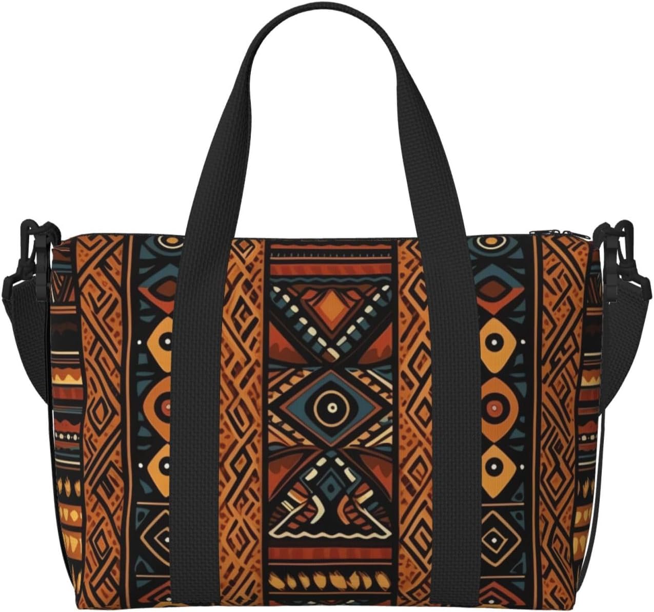 Travel Duffel Bag for Women Men Weekender Bags Sports Gym Bag Traditional african design pattern Travel Bag Carry on Overnight Bag Waterproof Luggage Bag with Shoulder Strap