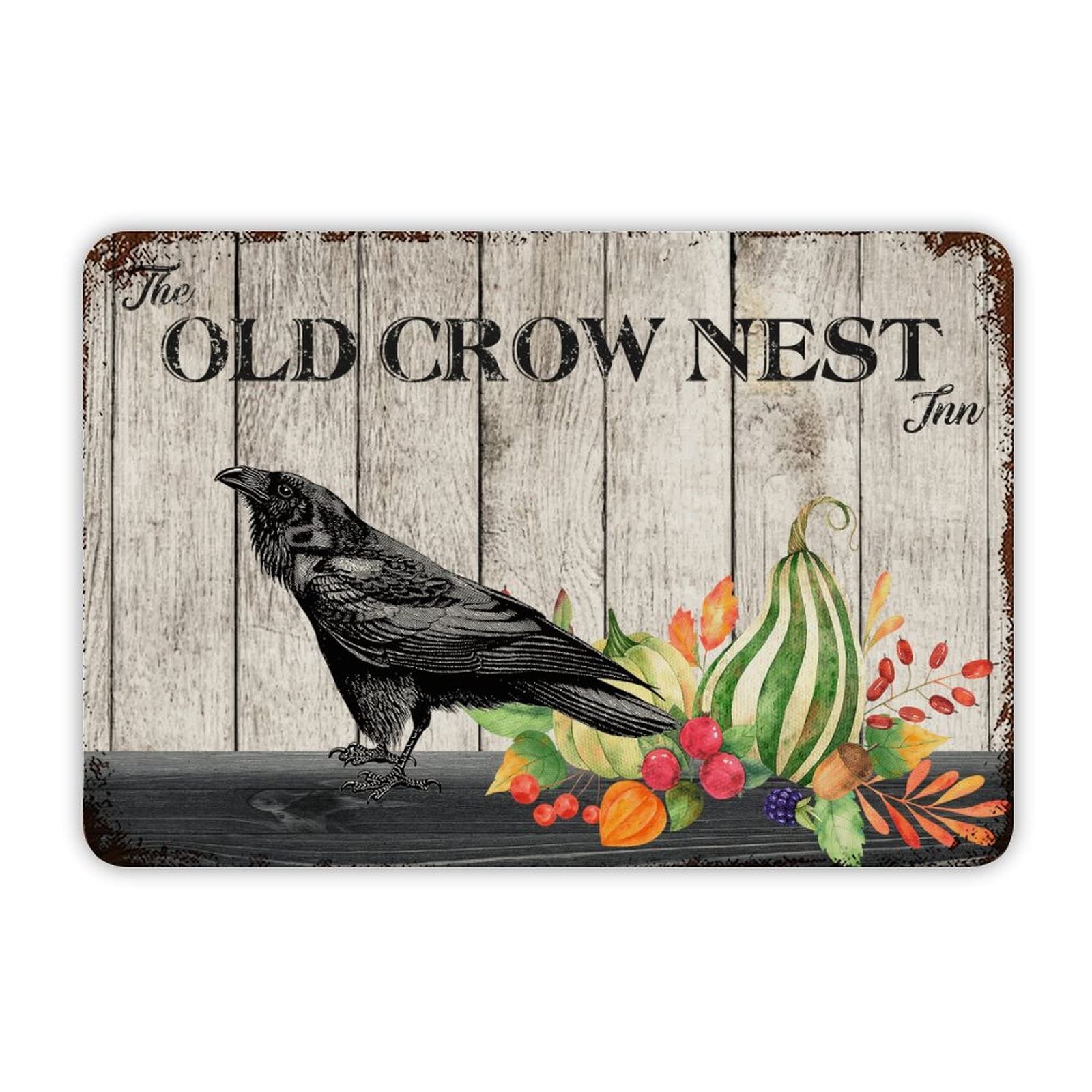 ENEDNATE Halloween Pumpkin The Old Crow Nest Aluminum Tin Sign 8x12 Inch Waterproof Vintage Metal Sign for School Office Classroom Gate Garage Garden Home Wall Decoration Housewarming Gifts