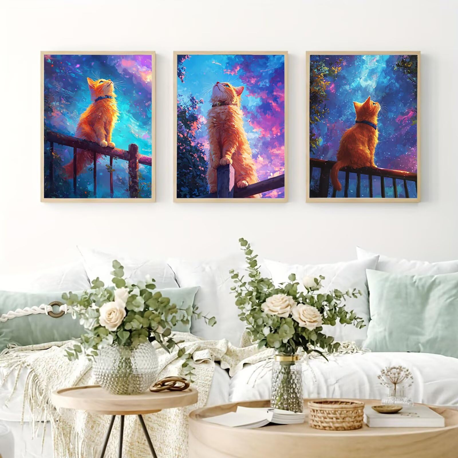 Cnyaunfi 3 Pezzi Animali Pittura Diamante Fai-Da-Te 5D Blu Diamond Painting Kit Completo per Hobby Creativi Adulti, Pittura Diamante Artigianale Per La Decorazione Della Parete Di Casa 50x70cm YF-3011