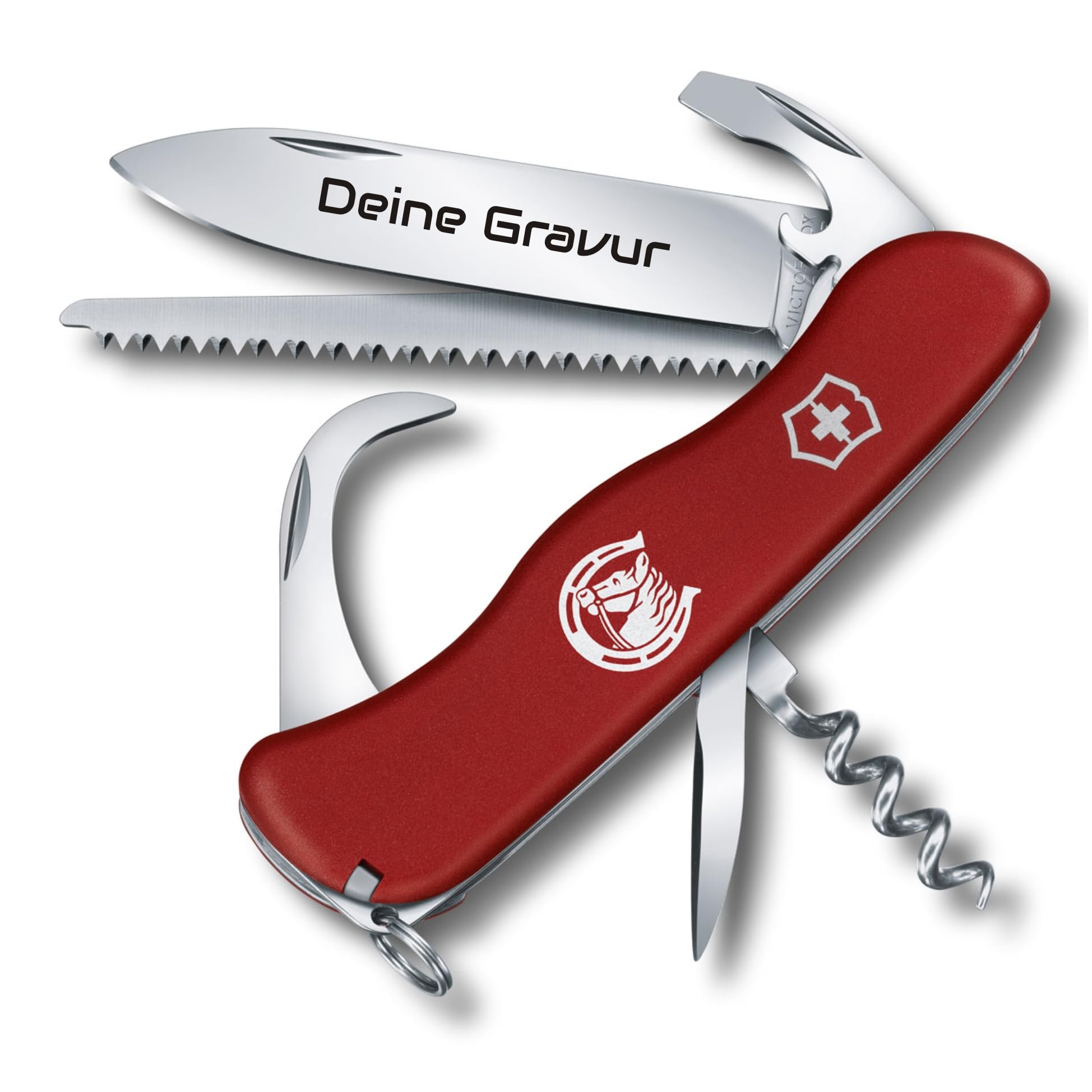 Victorinox Equestrian con incisione desiderata sulla lama, regalo per uomini e donne I per il compleanno I coltello svizzero personalizzato con 12 funzioni 0.8583