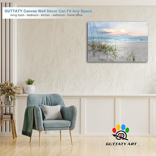 Miniatura 2 de GUTTATY Lienzo decorativo para pared, cuadros del océano, pintura de arte costero para decoración de pared de sala de estar, póster de mar, arte de