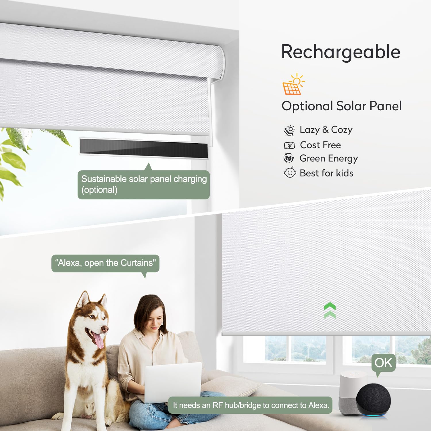 Amazon.com: ZSHINE Motorized Blackout Window Blinds Over-Size