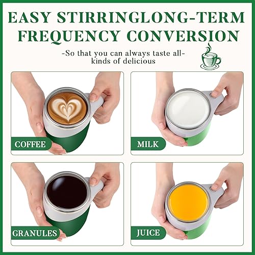 Miniatura 5 de Patelai 2 tazas de café autoagitables a granel, taza autoagitable recargable de 13.5 onzas, taza de mezcla automática de viaje para empleados,