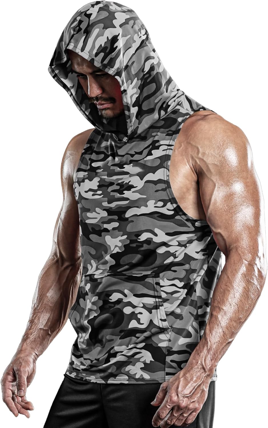 DRSKIN 2 or 1 Pack Men's Hooded Tank Tops Bodybuilding Muscle Cut Off T Shirt Sleeveless Gym Training Hoodies Workout Dry - Image 2
