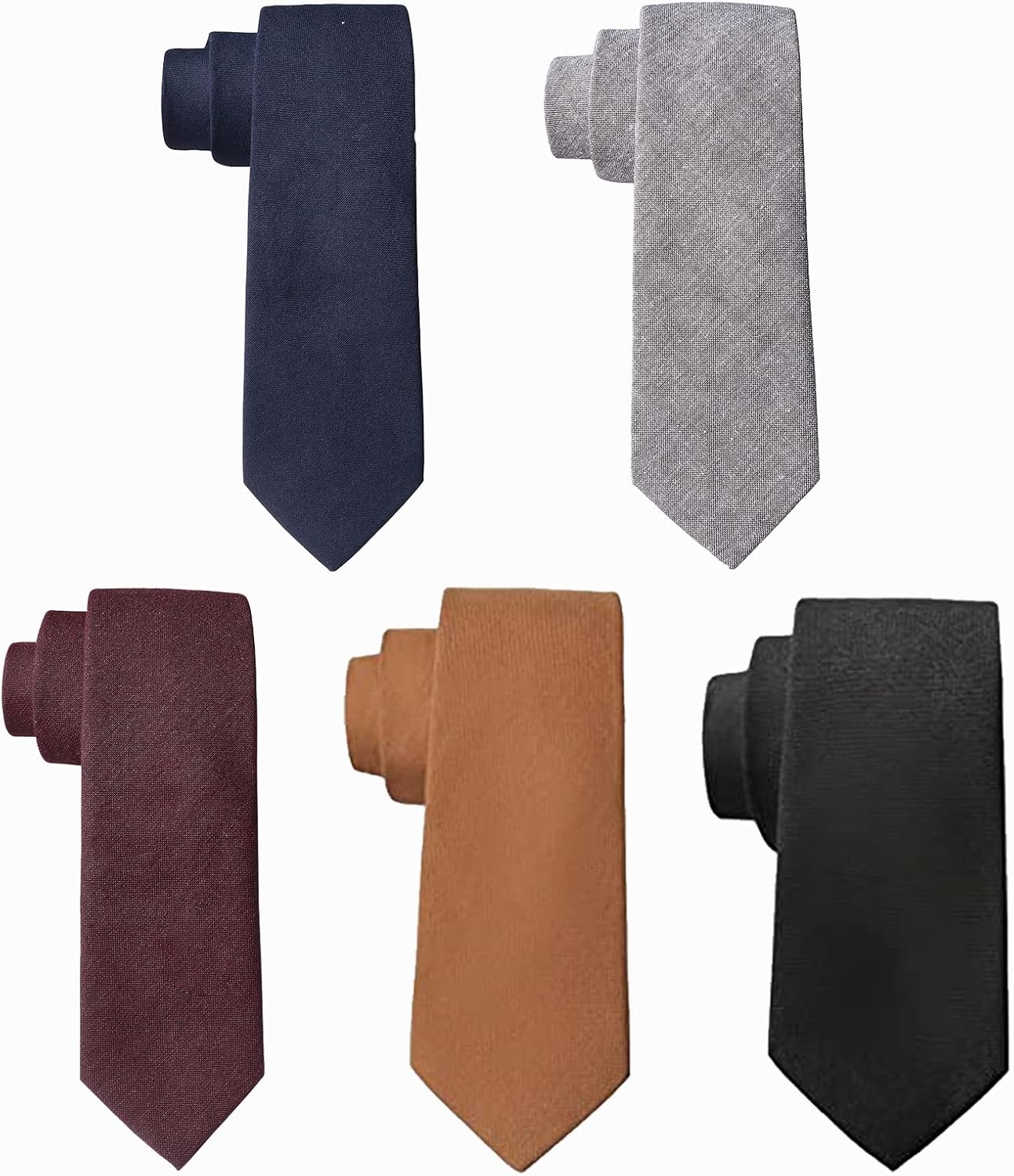 HOULIFE Ties for Men, Solid Mens Tie, Cotton Stripe Skinny Ties for Men, Slim Men’s Neckties for Wedding Party - Image 2