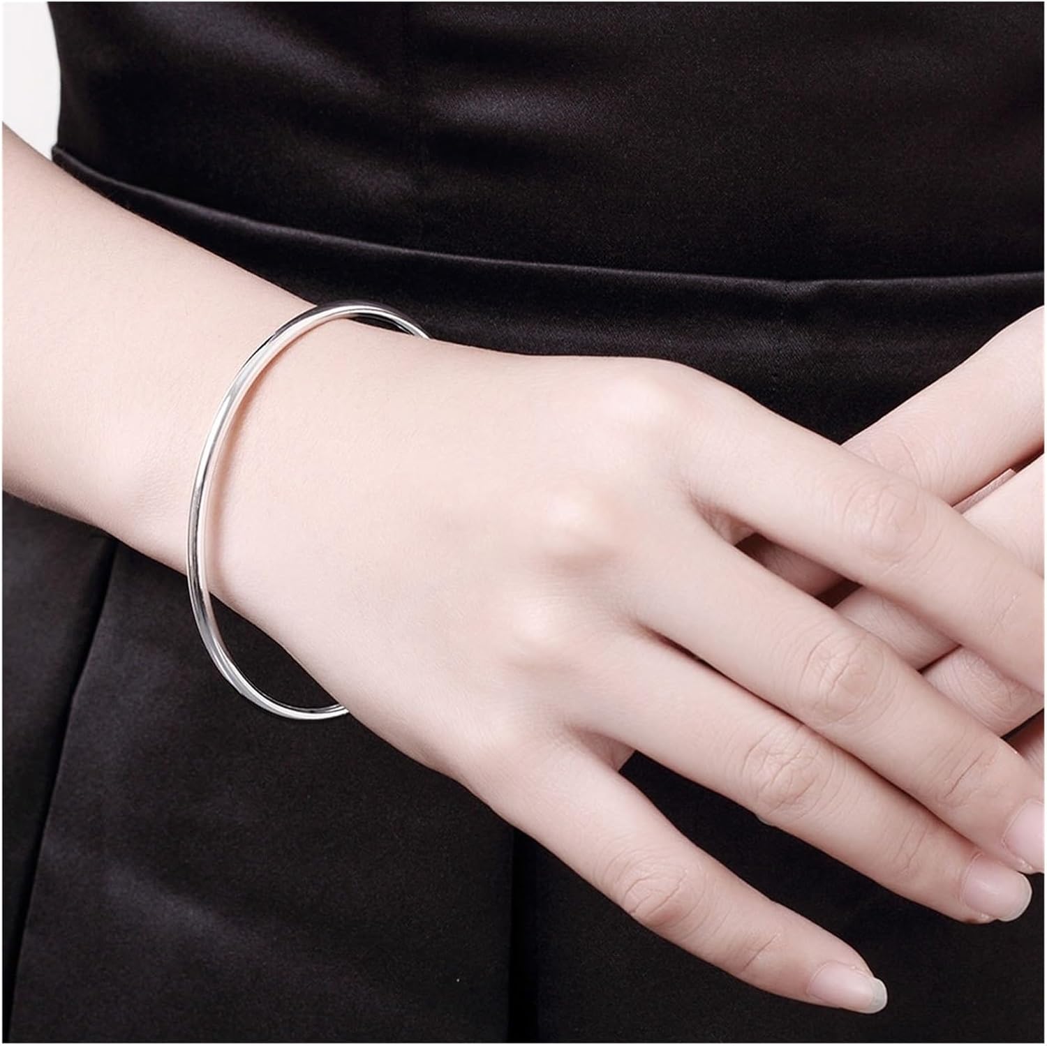 バングル レディース シンプル ひねり デザイン シルバー925 [ WHITE Label ] b14049-w レディースバングル1個 シンプルなシングルループデザイン 直径6.5cm ウェディング