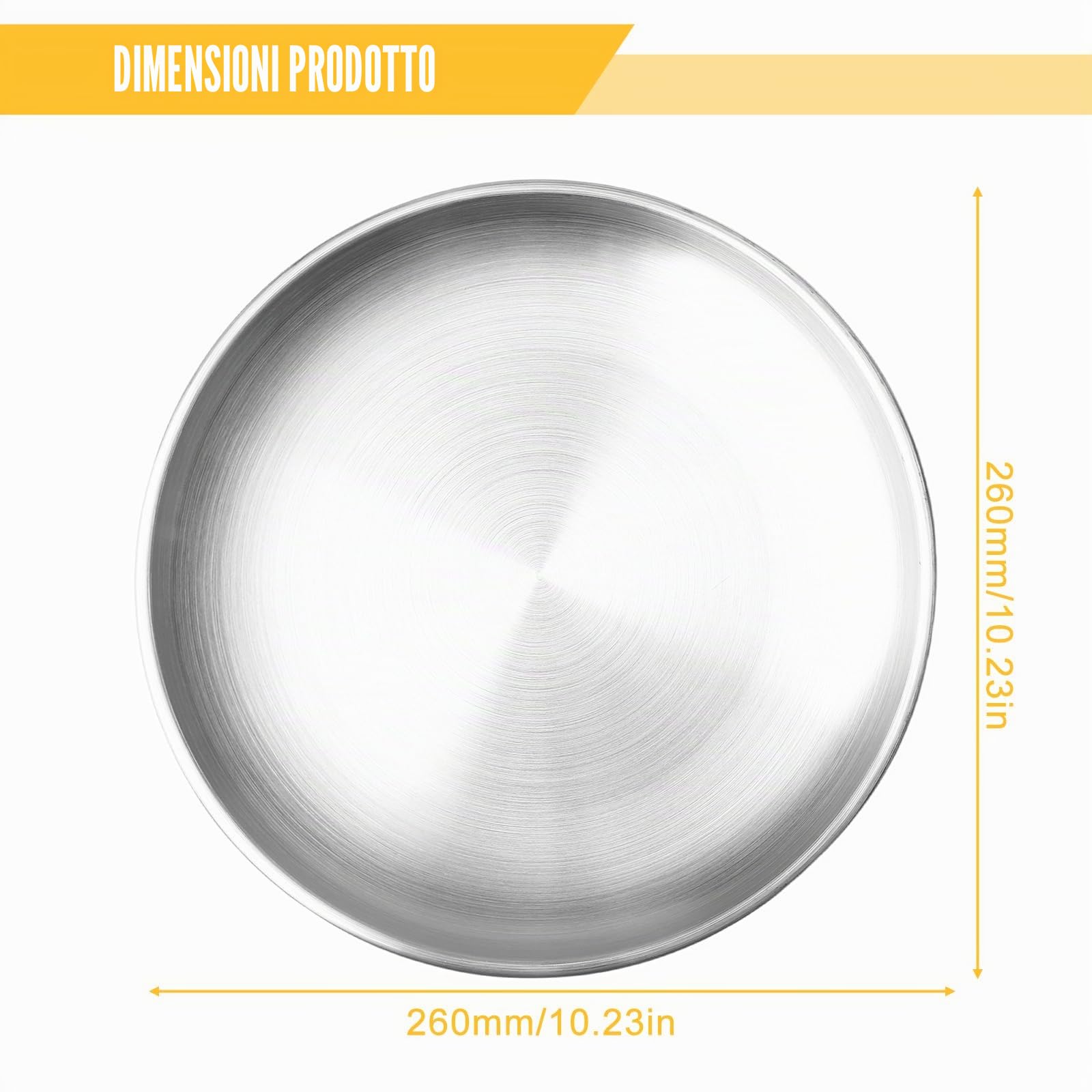GOMETY 6 teglie rotonde per pizza in acciaio inox, 26 cm, in acciaio al carbonio rivestito, teglia per pizza, sana, atossica, facile da pulire e lavabile in lavastoviglie