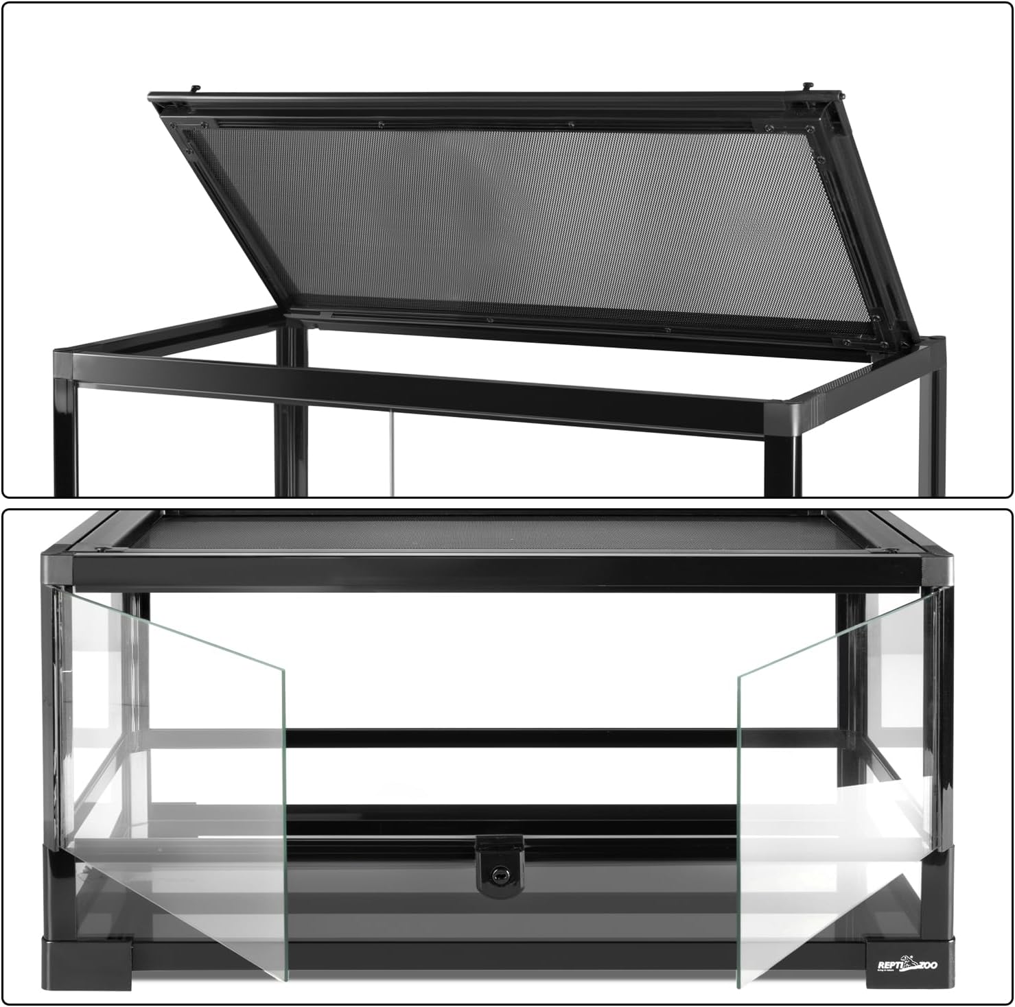 REPTIZOO Reptile Terrarium 24" X 12" X 12", 15 Gallon Glass Reptile Tank with Double Hinge Door Top Screen Ventilation, Easy Assembly Front Opening Terrarium Habitat