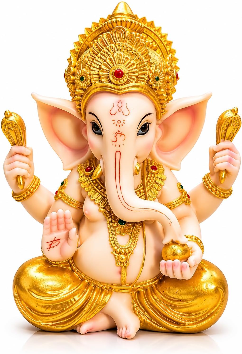 JRose Collections Lord Ganesha Statue 20cm Resin Ganesh Figurine, Gold Effect Hindu God Ornament, Ganpati Sculpture for Home Temple Prayer Room, Indian Spiritual Décor, Diwali Housewarming Gift