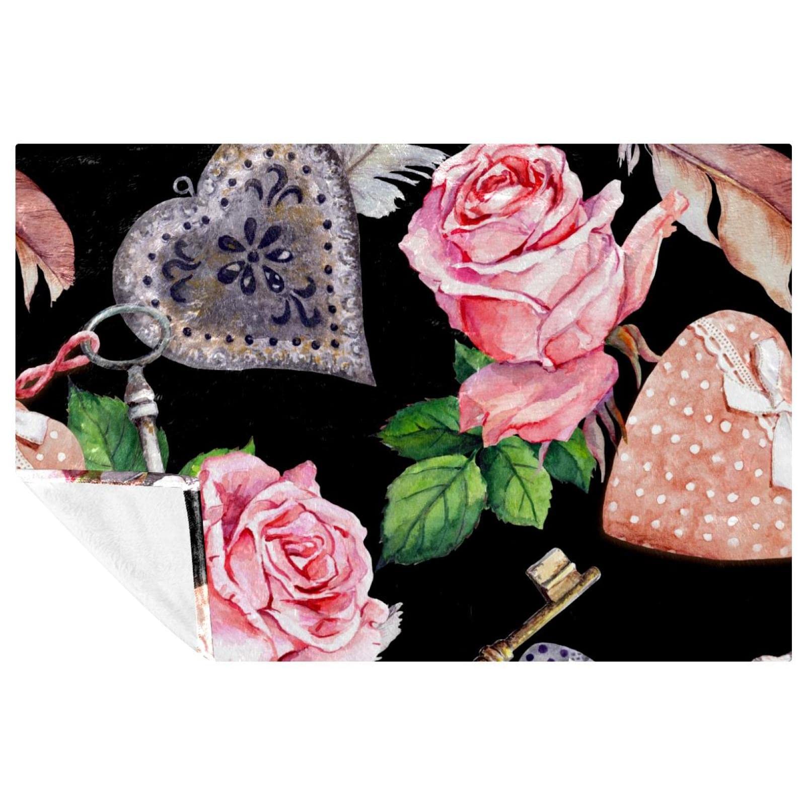 Couverture douce motif cœur rose pour vos pique-niques et soirées canapé